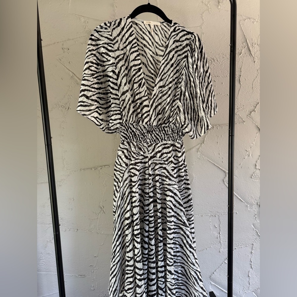 Maje Black and White Zebra Print Dress